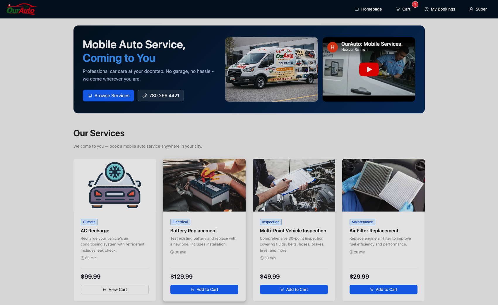 OurAuto — Mobile Auto Service Platform